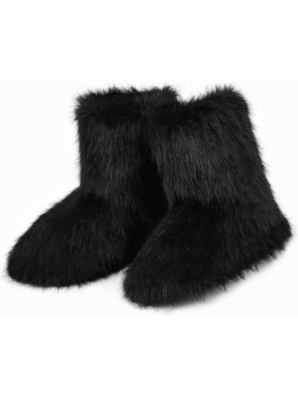 Cozy Faux Fur Winter Boots for Women | Fuzzy Fluffy Round Toe Snow Footwear - Picture 4 of 6